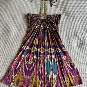 Sky Multicolor Strapless Mini Dress - Size Small